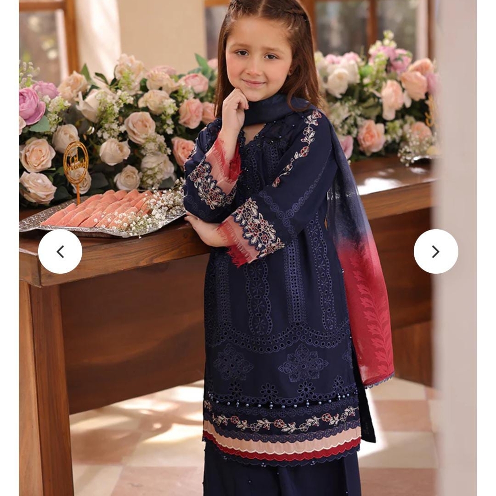 Elegant Navy and Red Kids Formal Dress